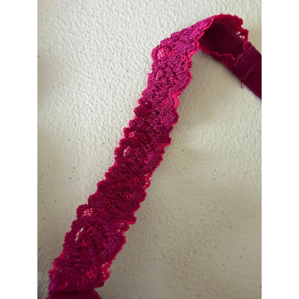 Natori Underwire T-Shirt Bra Women 36D Magenta Pink Nylon Lace Trim Straps